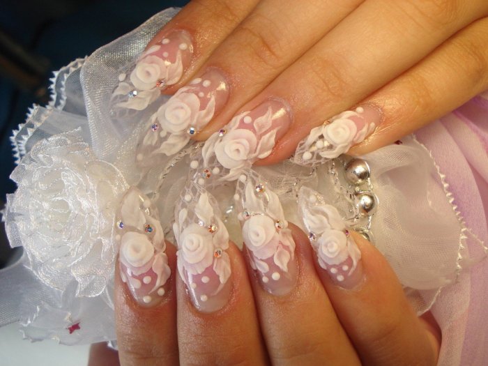 Дизайн свадебного маникюра на длинные ногти (70 фото)