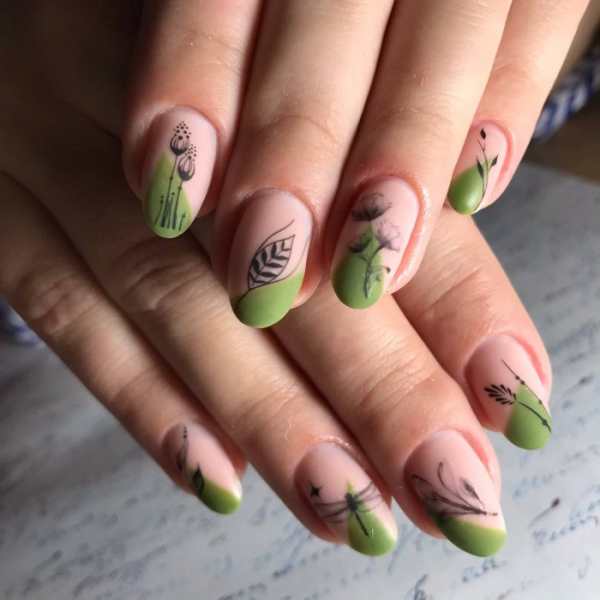 Зеленые весенние зеленые французские ногти (65 изображений)
