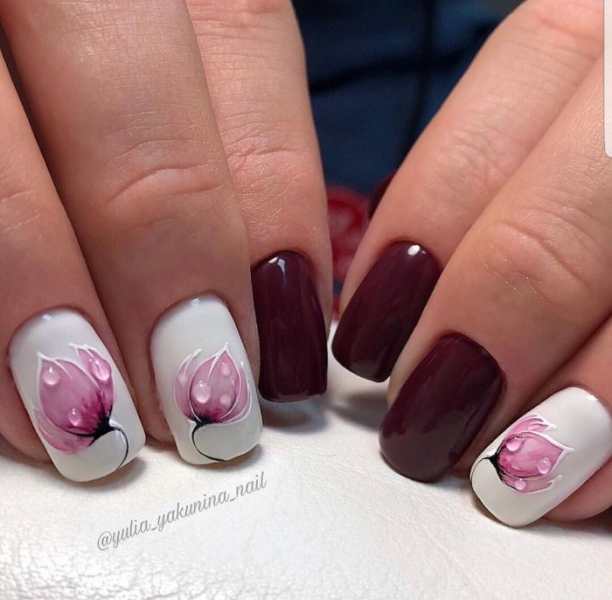 Бордовые ногти Тюльпана (55 изображений)
