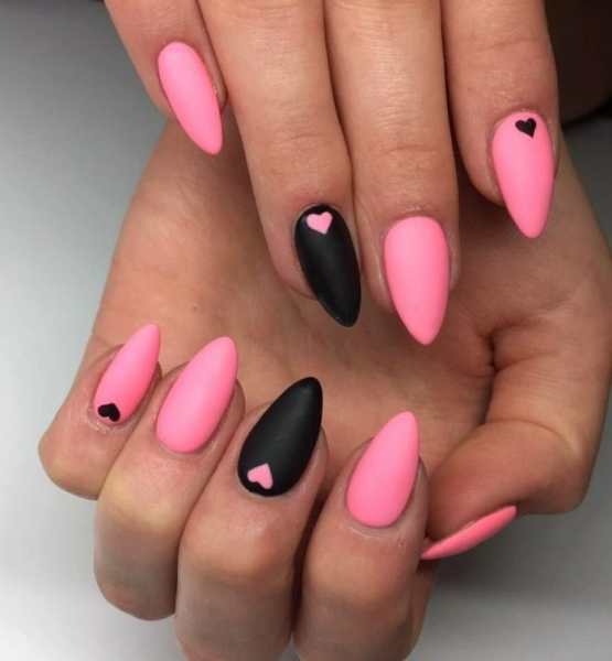 Черно-розовые ногти (63 фото)
