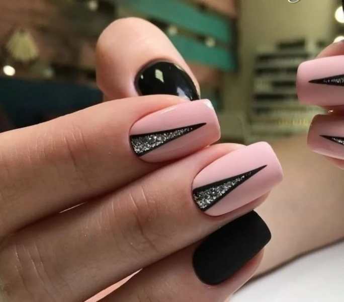 Черно-розовые ногти (63 фото)
