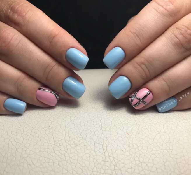 Голубые и розовые ногти (58 фото)
