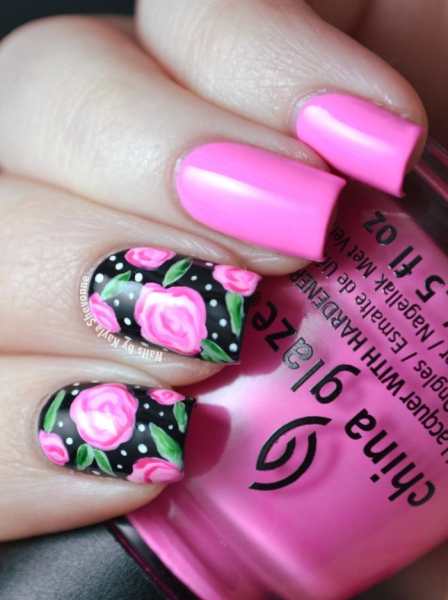 Розовые ногти с цветами (65 фото)
