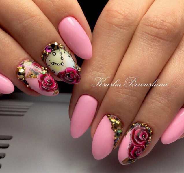 Розовый нейл-арт с цветами. 75 романтичных и роскошных идей
